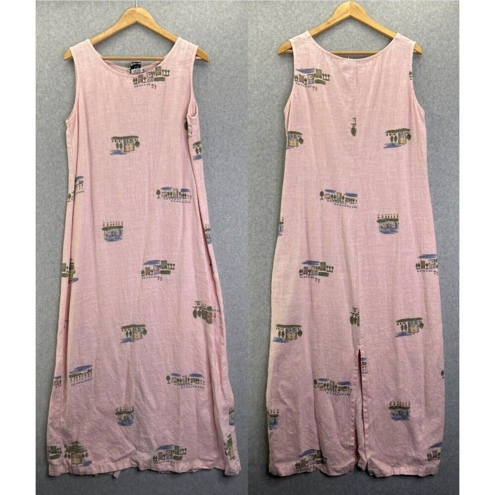 Women's Dressing Clio Pink Sleeveless Maxi Dress Linen Size Large USA Two Scene